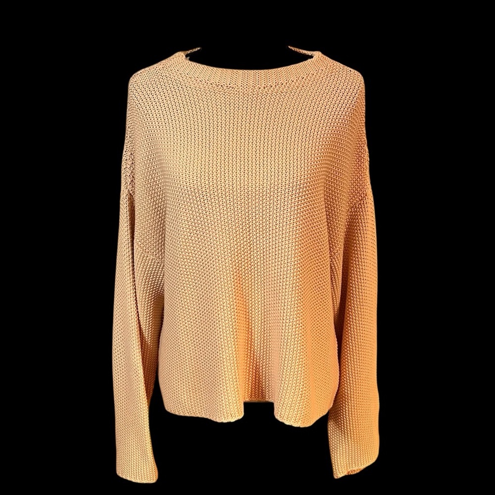 Micaela Greg Seed/Waffle Knit Peach Cotton Pullover Sweater Sz-M